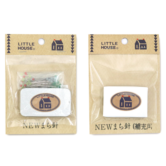 金亀糸業 リトルハウス NEWまち針セット 高級ガラス玉付き・缶入り（80本）・補充用 80本入り