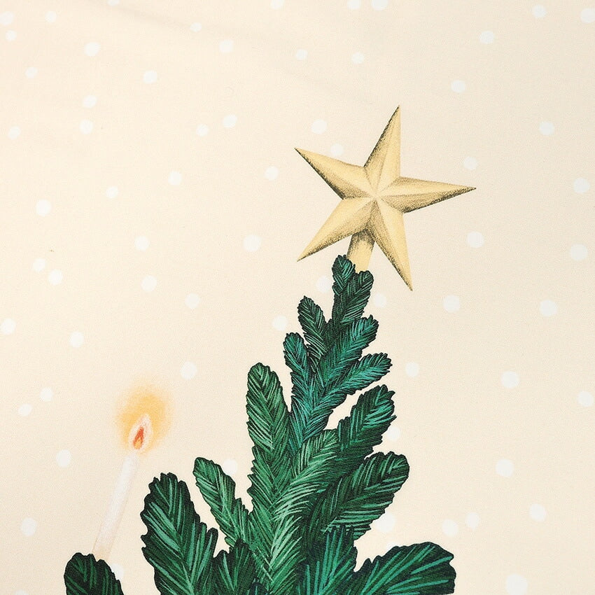 Christmas Tree and Santa Claus Tapestry Panel, Cut Cloth (Off-White/Navy) 108 x 70cm