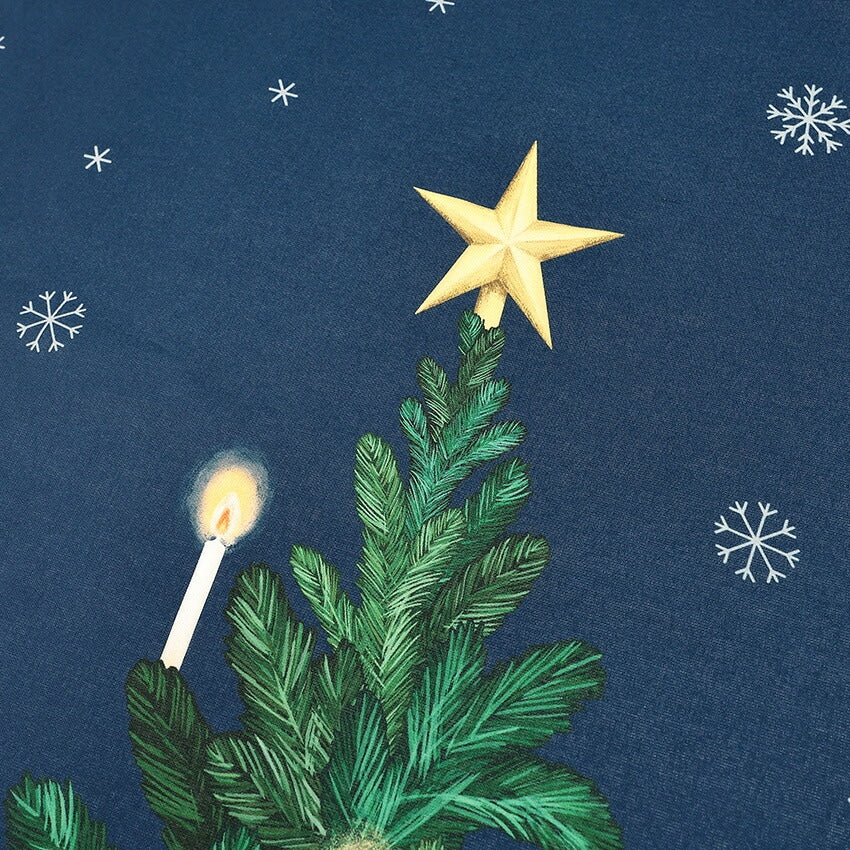 Christmas Tree and Santa Claus Tapestry Panel, Cut Cloth (Off-White/Navy) 108 x 70cm