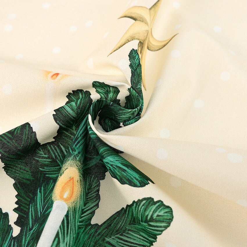 Christmas Tree and Santa Claus Tapestry Panel, Cut Cloth (Off-White/Navy) 108 x 70cm