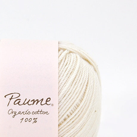 【お取り寄せ】ハマナカ ポーム ベビーカラー《クロッシェ》 中細 毛糸 No.601 オーガニックコットン100% 25g玉巻（約110m）