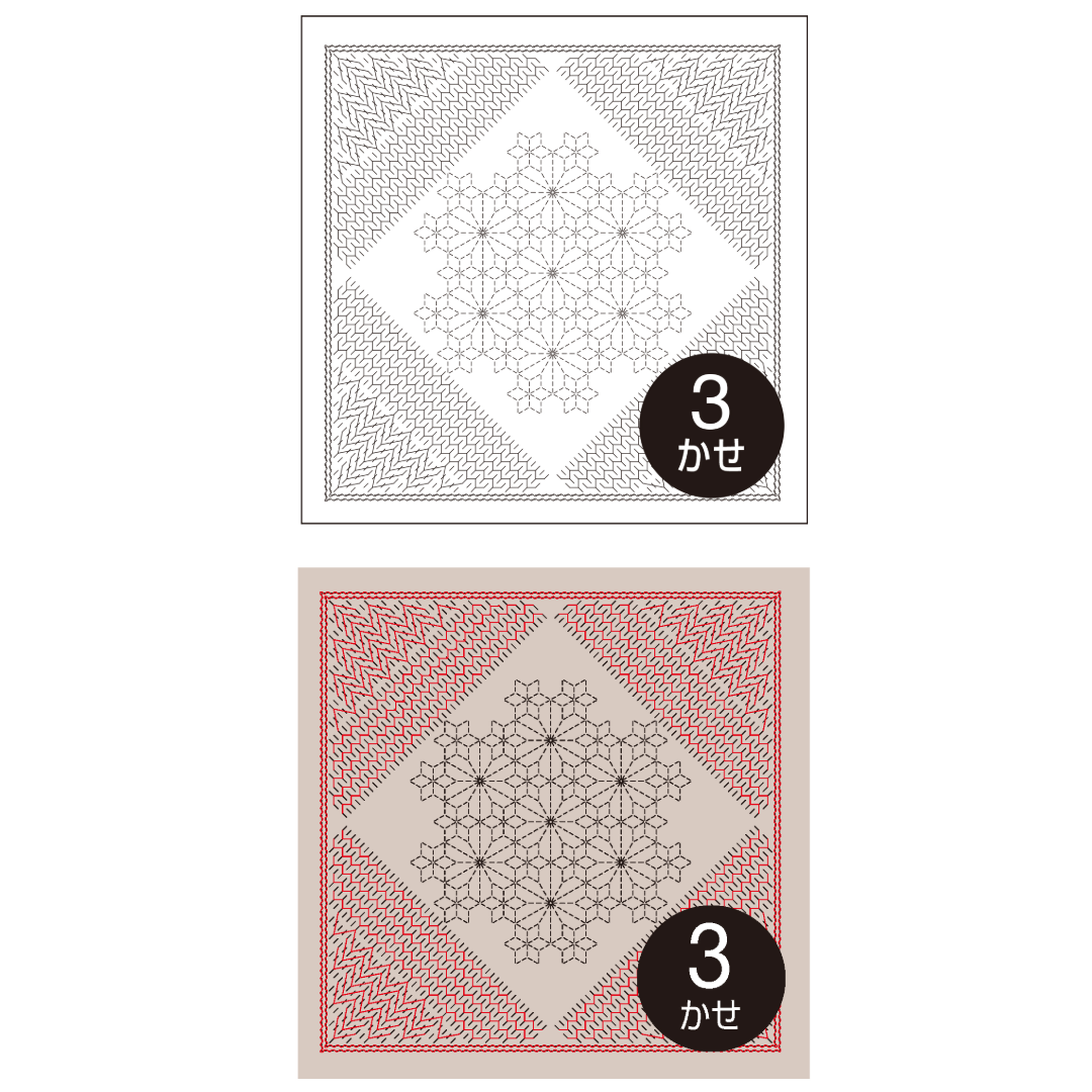 Olympus オリムパス 刺し子布パック 花ふきん La Bouquetiere Nadeshiko | 2色セット（白＋Almond Milk）H-1102・H-10102