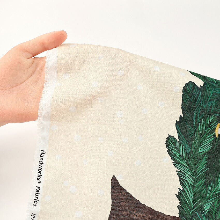 Christmas Tree and Santa Claus Tapestry Panel, Cut Cloth (Off-White/Navy) 108 x 70cm