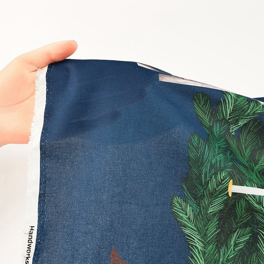 Christmas Tree and Santa Claus Tapestry Panel, Cut Cloth (Off-White/Navy) 108 x 70cm