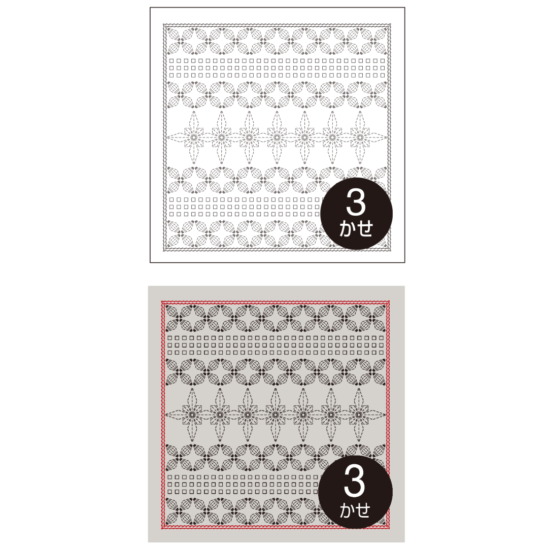 Olympus オリムパス 刺し子布パック 花ふきん La Bouquetiere Poinsettia | 2色セット（白＋Pale Gray）H-1104・H-13104