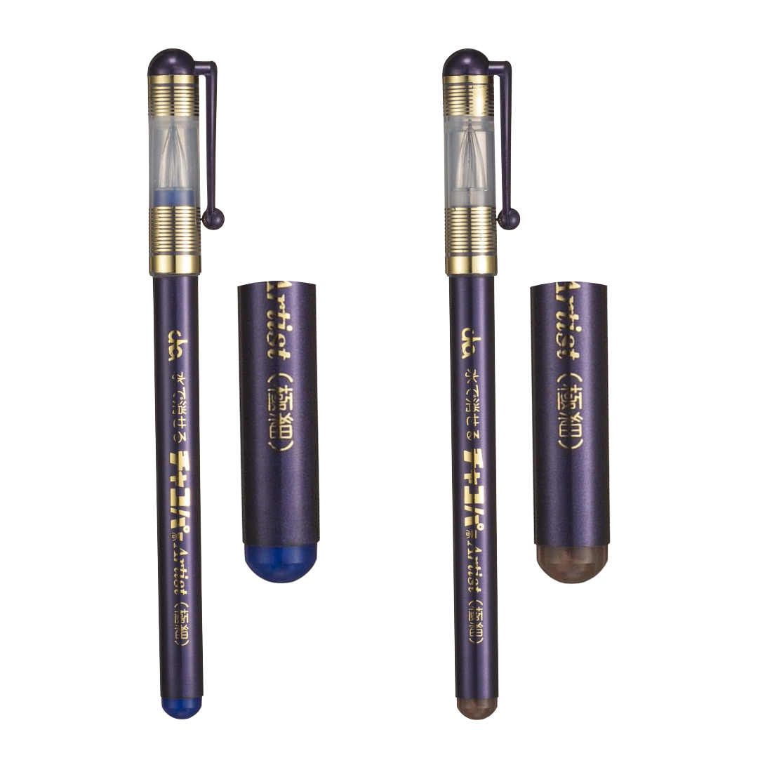 チャコパー細書・水で消えるタイプ 14cm 青/茶