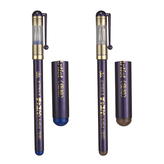 チャコパー細書・水で消えるタイプ 14cm 青/茶