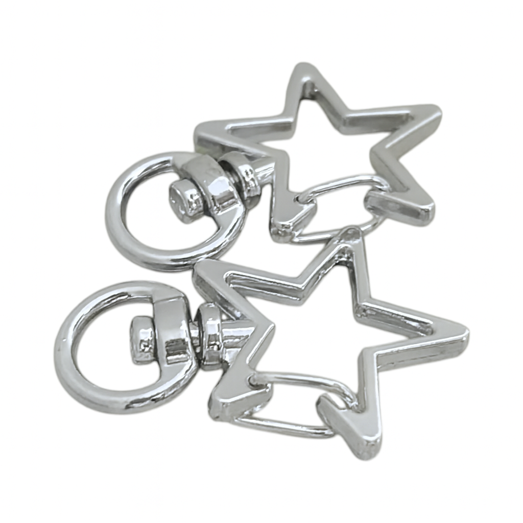 Star-shaped charm snap hook (2 pieces) Pink gold/gold/antique/black/silver Approx. 35mm