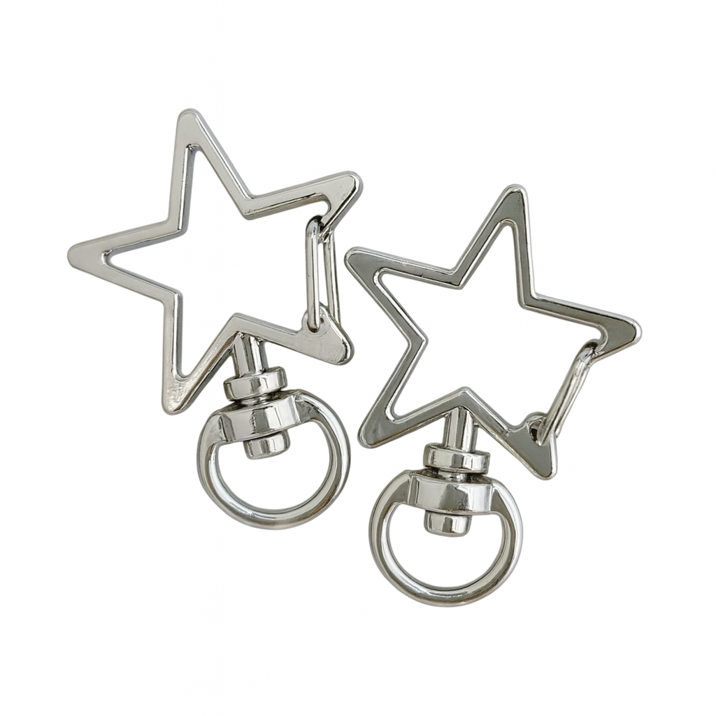 Star-shaped charm snap hook (2 pieces) Pink gold/gold/antique/black/silver Approx. 35mm