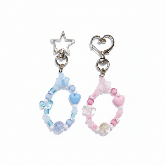 ポップなキーホルダーキット（水色とピンク）2個入り