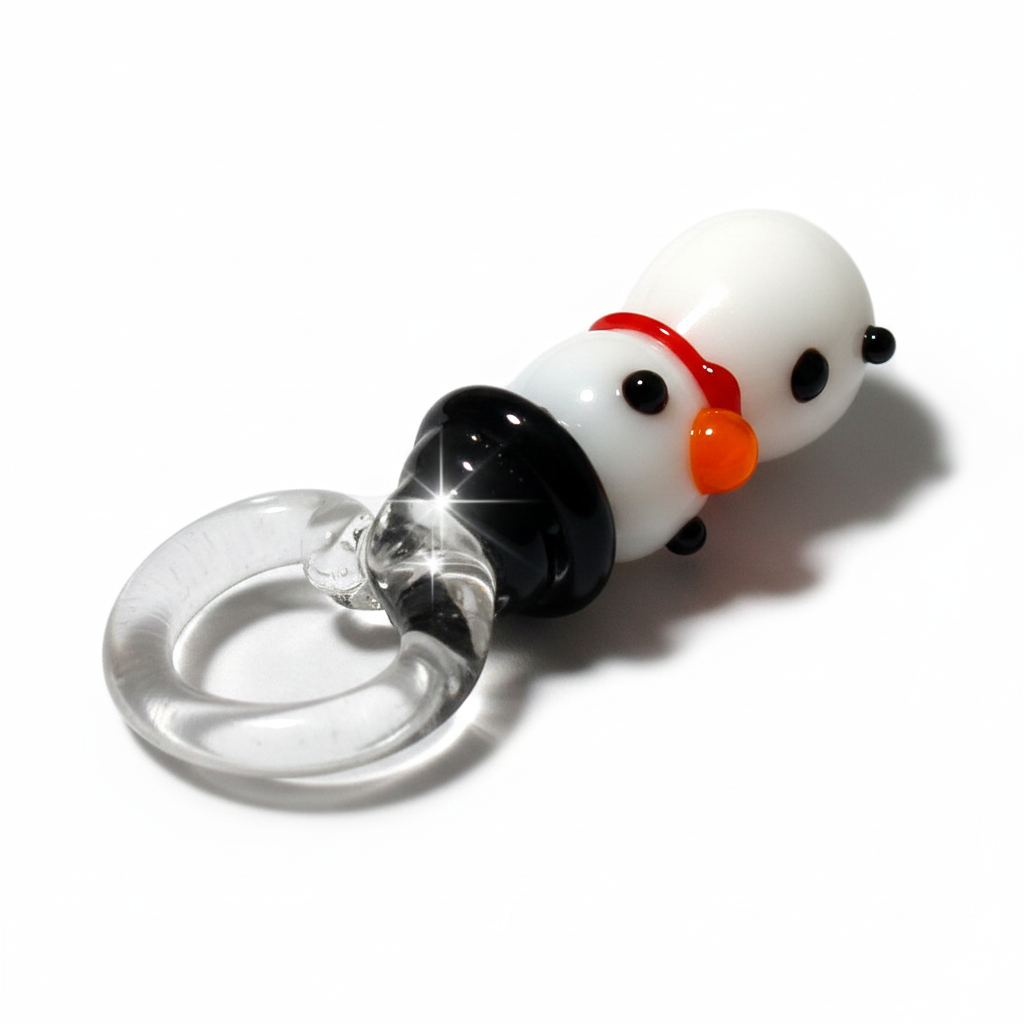 ハンドメイドガラスチャーム スノーマン 高さ約2.5cm