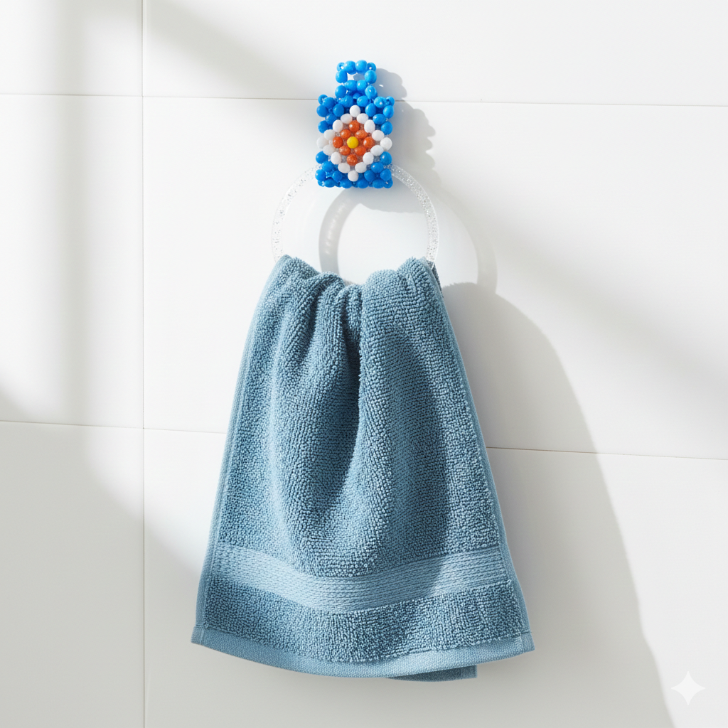 レトロモチーフのタオルハンガー（手作りキット） ホワイト/ピンク/グリーン/ブルー