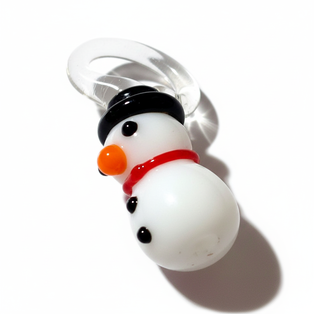 ハンドメイドガラスチャーム スノーマン 高さ約2.5cm