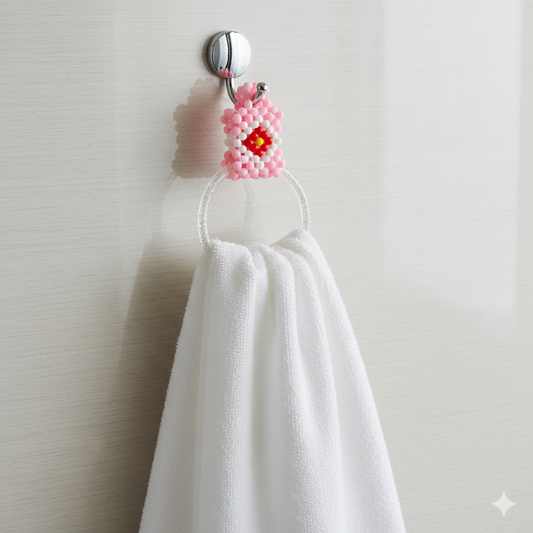 レトロモチーフのタオルハンガー（手作りキット） ホワイト/ピンク/グリーン/ブルー