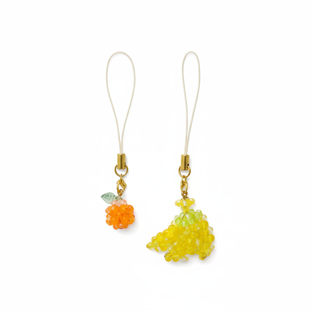 フルーツのストラップのキット (バナナとオレンジ) 2個入り B-2112