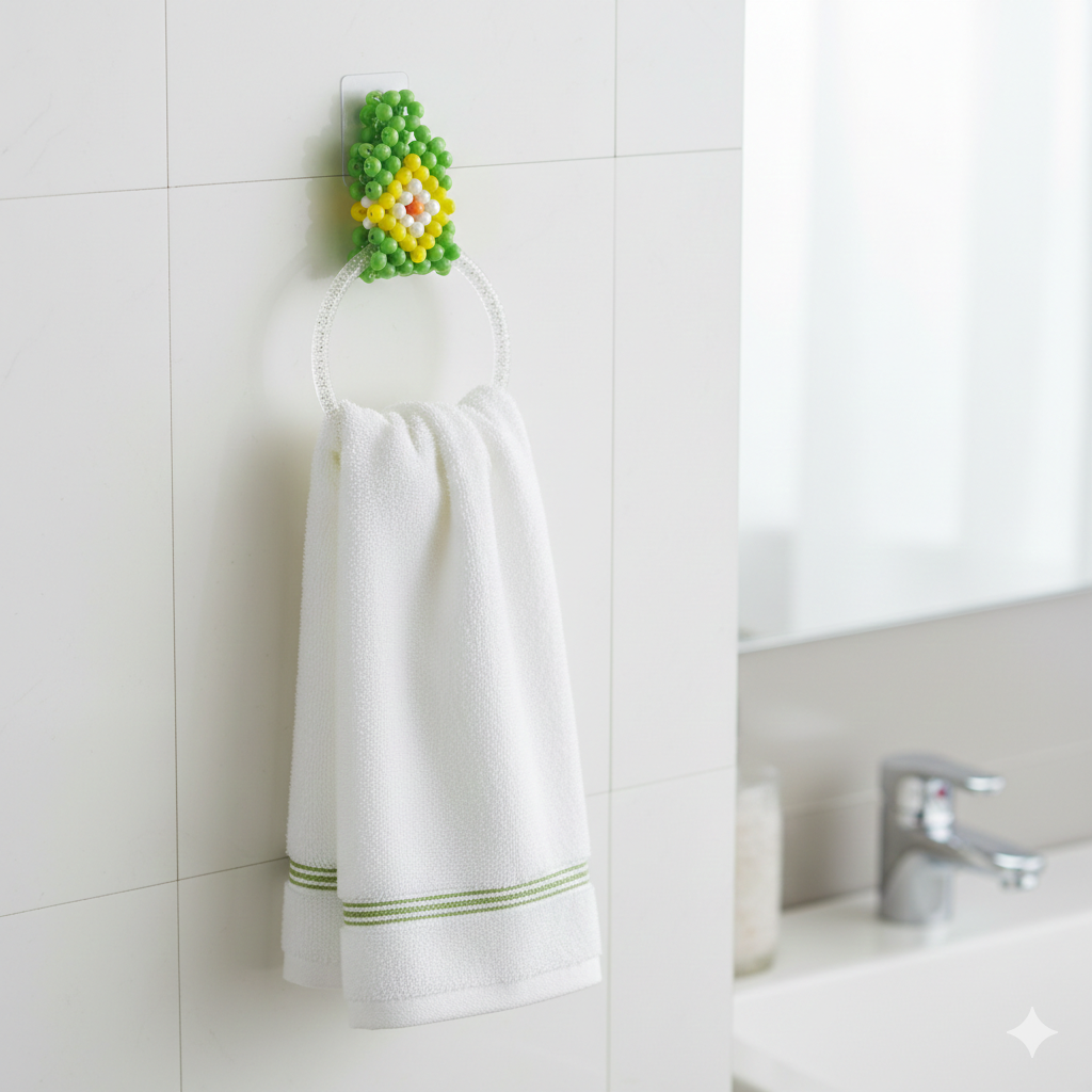 レトロモチーフのタオルハンガー（手作りキット） ホワイト/ピンク/グリーン/ブルー