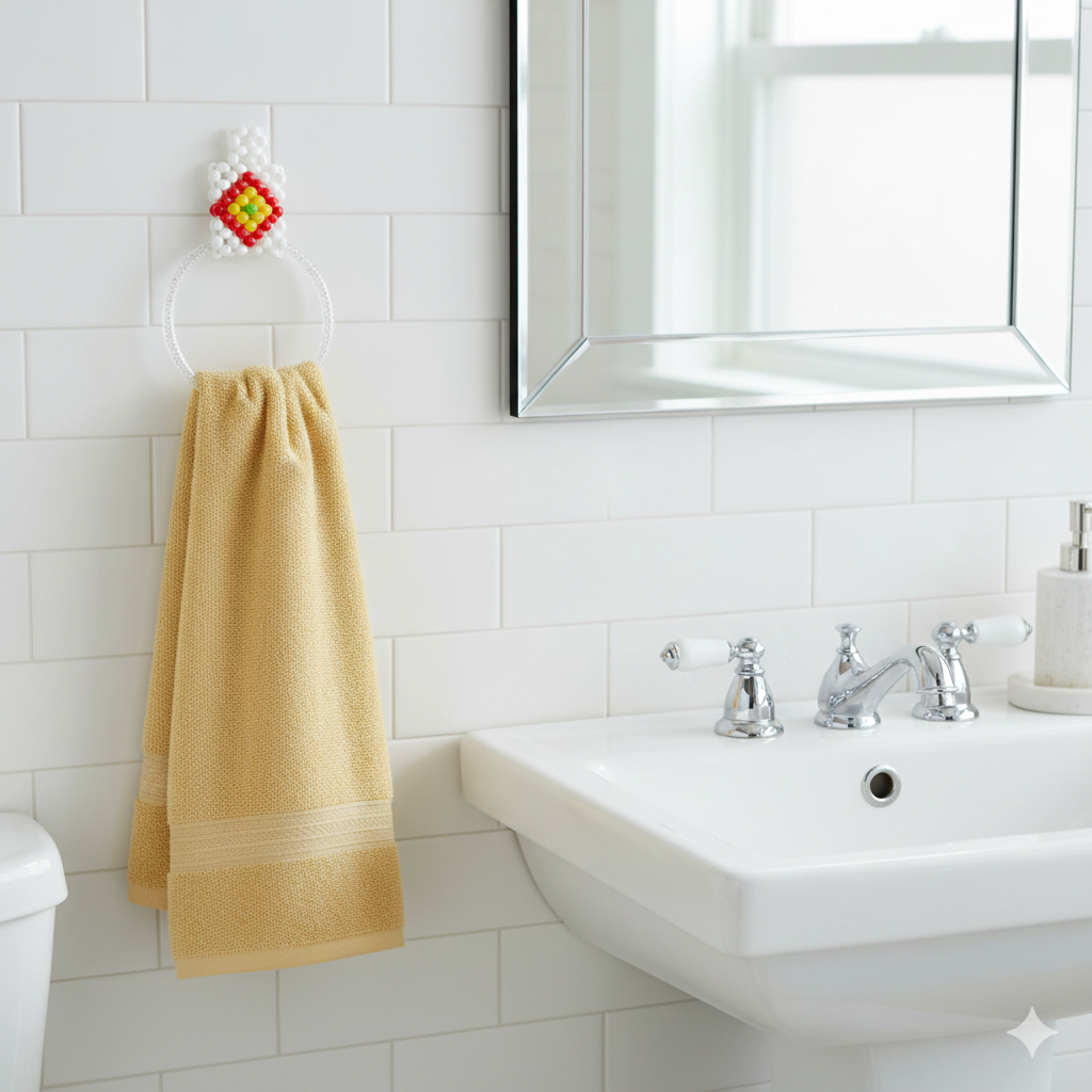 レトロモチーフのタオルハンガー（手作りキット） ホワイト/ピンク/グリーン/ブルー