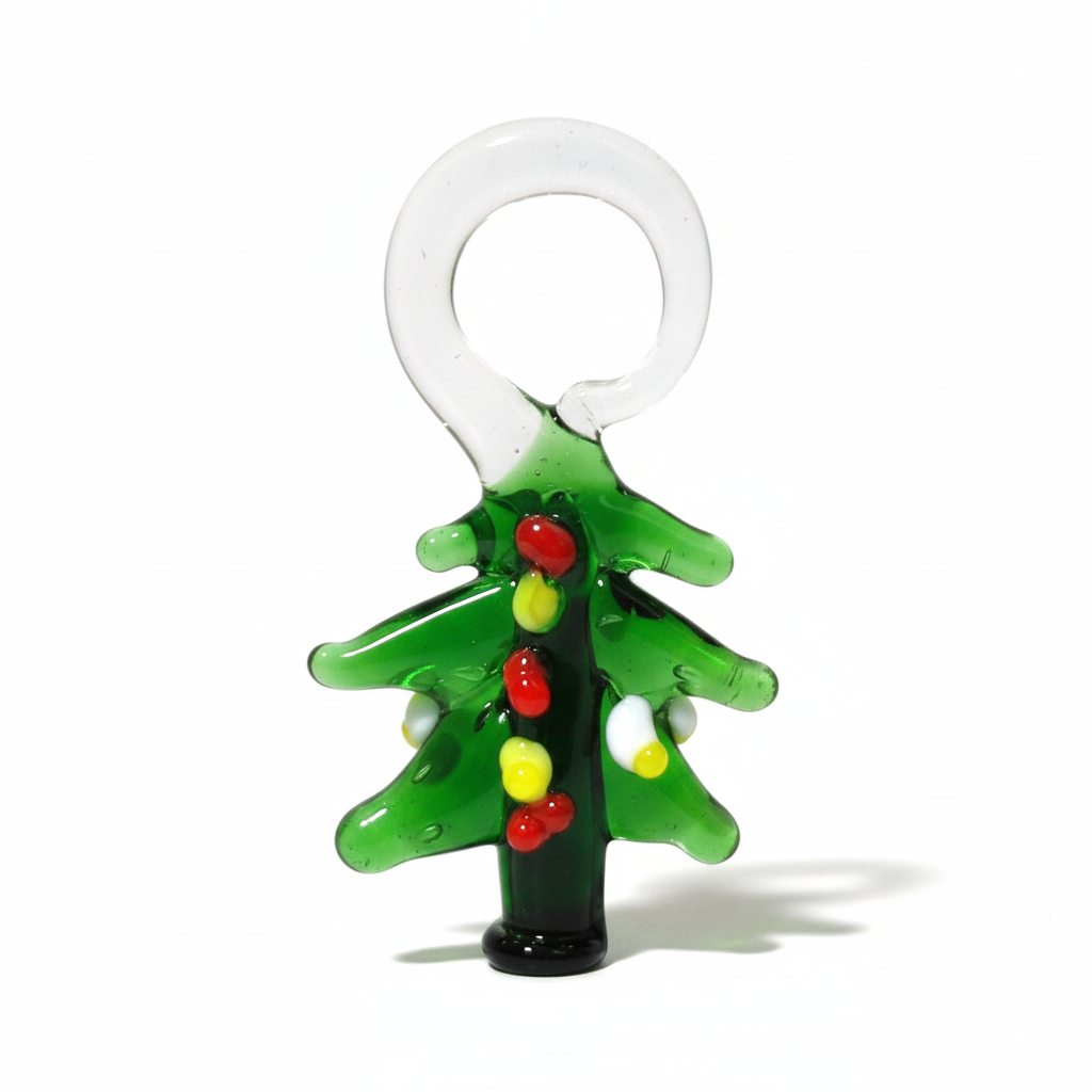 ハンドメイドガラスチャーム クリスマスツリー 高さ約2.5cm
