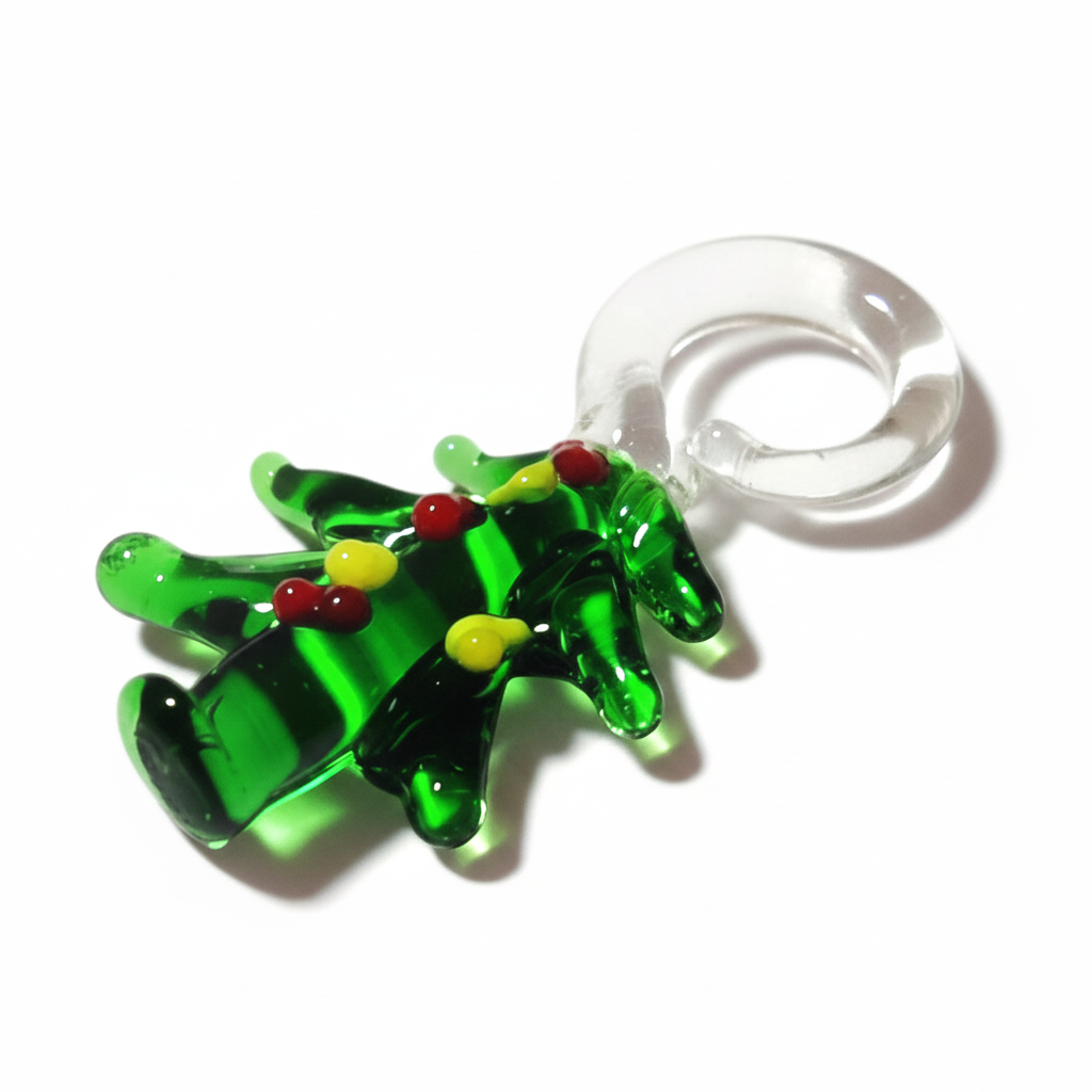 ハンドメイドガラスチャーム クリスマスツリー 高さ約2.5cm