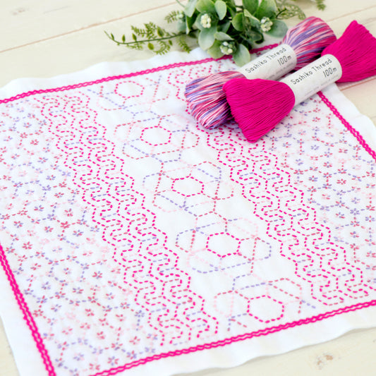 Olympus オリムパス 刺し子布パック 花ふきん La Bouquetiere Honeycomb (白) H-1103