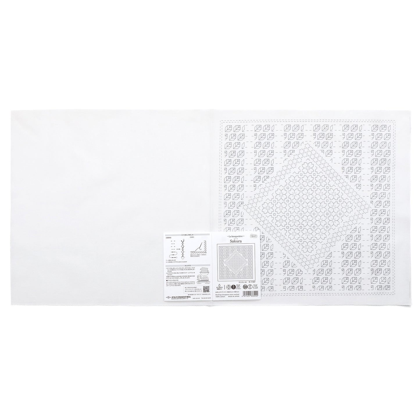 Olympus オリムパス 刺し子布パック 花ふきん La Bouquetiere Sakura (白) H-1107