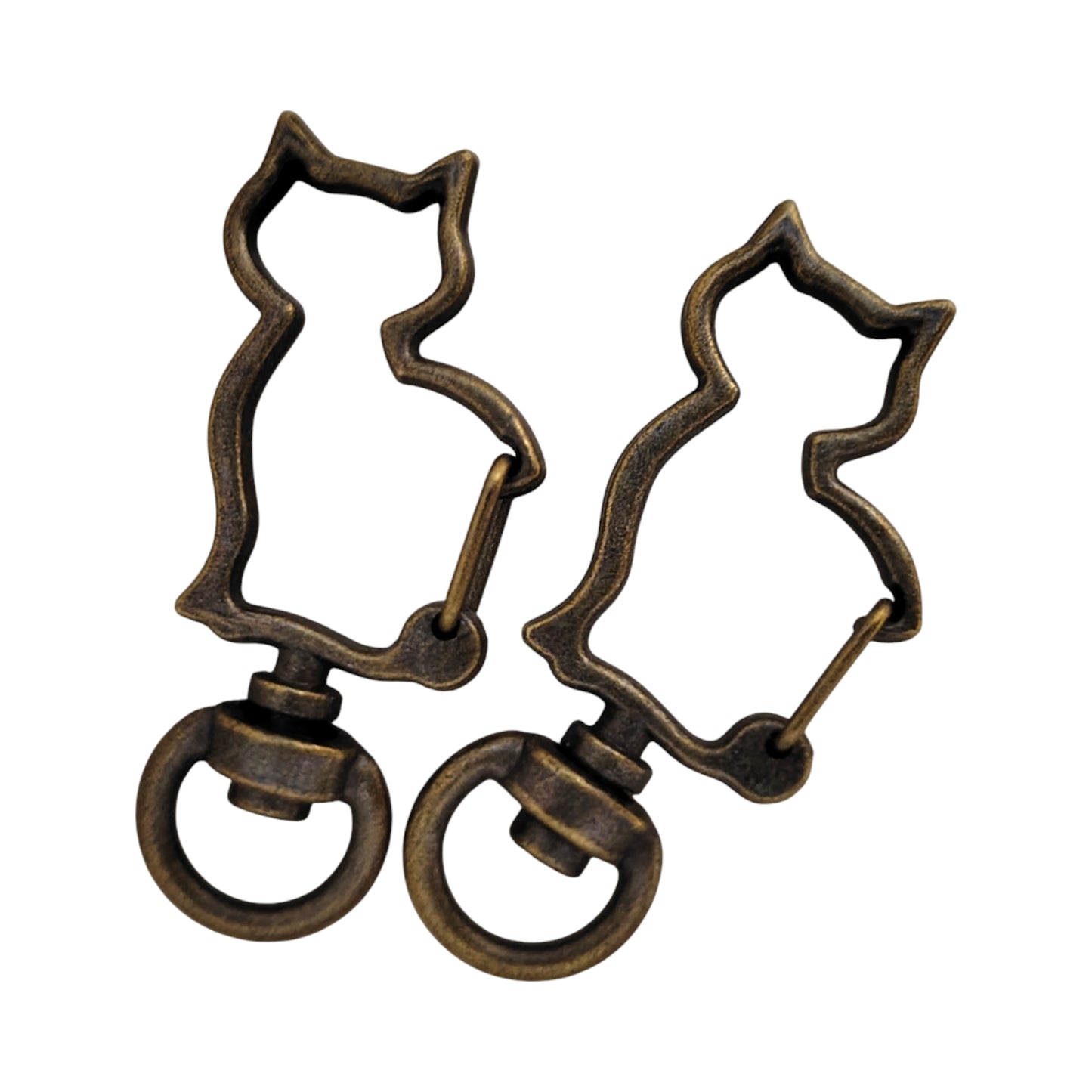 ねこ型チャームナスカン（2個入）ピンクゴールド／ゴールド／ アンティーク／シルバー 約40mm