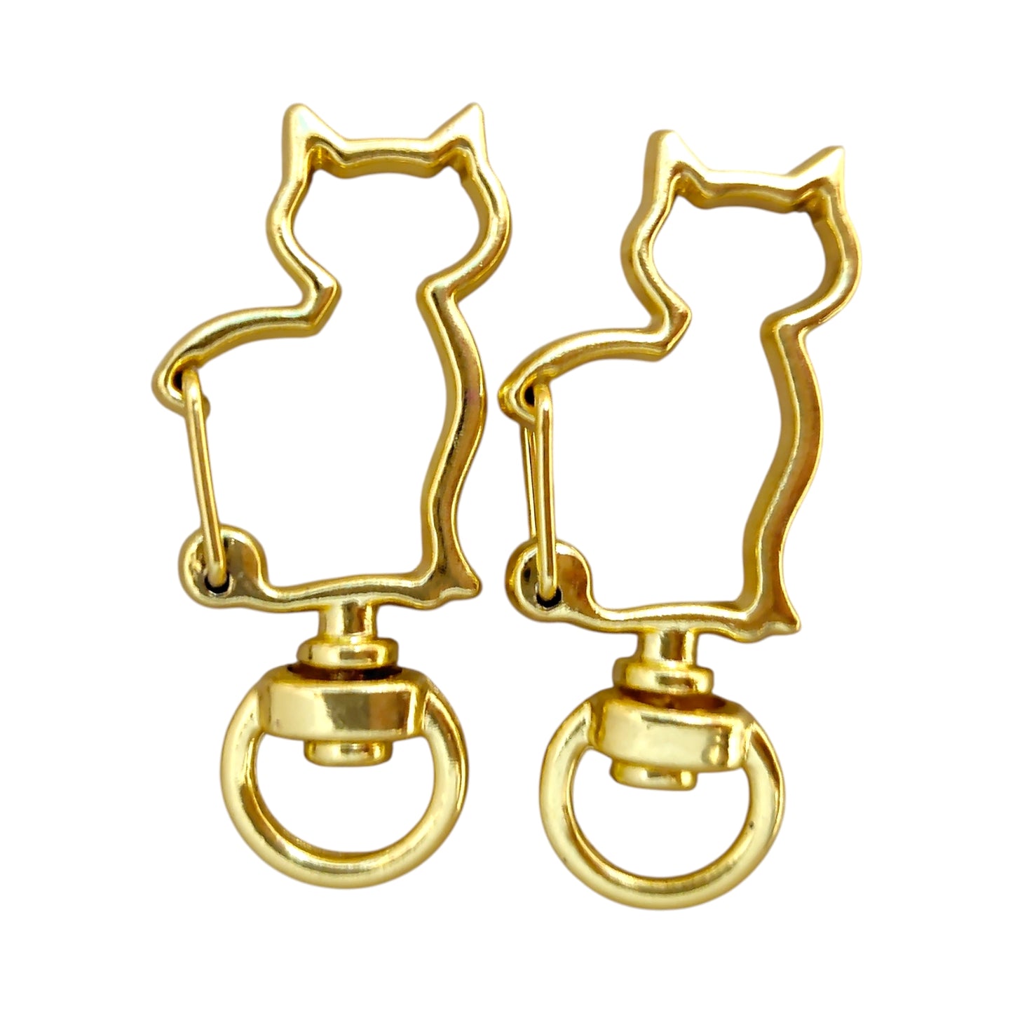 ねこ型チャームナスカン（2個入）ピンクゴールド／ゴールド／ アンティーク／シルバー 約40mm