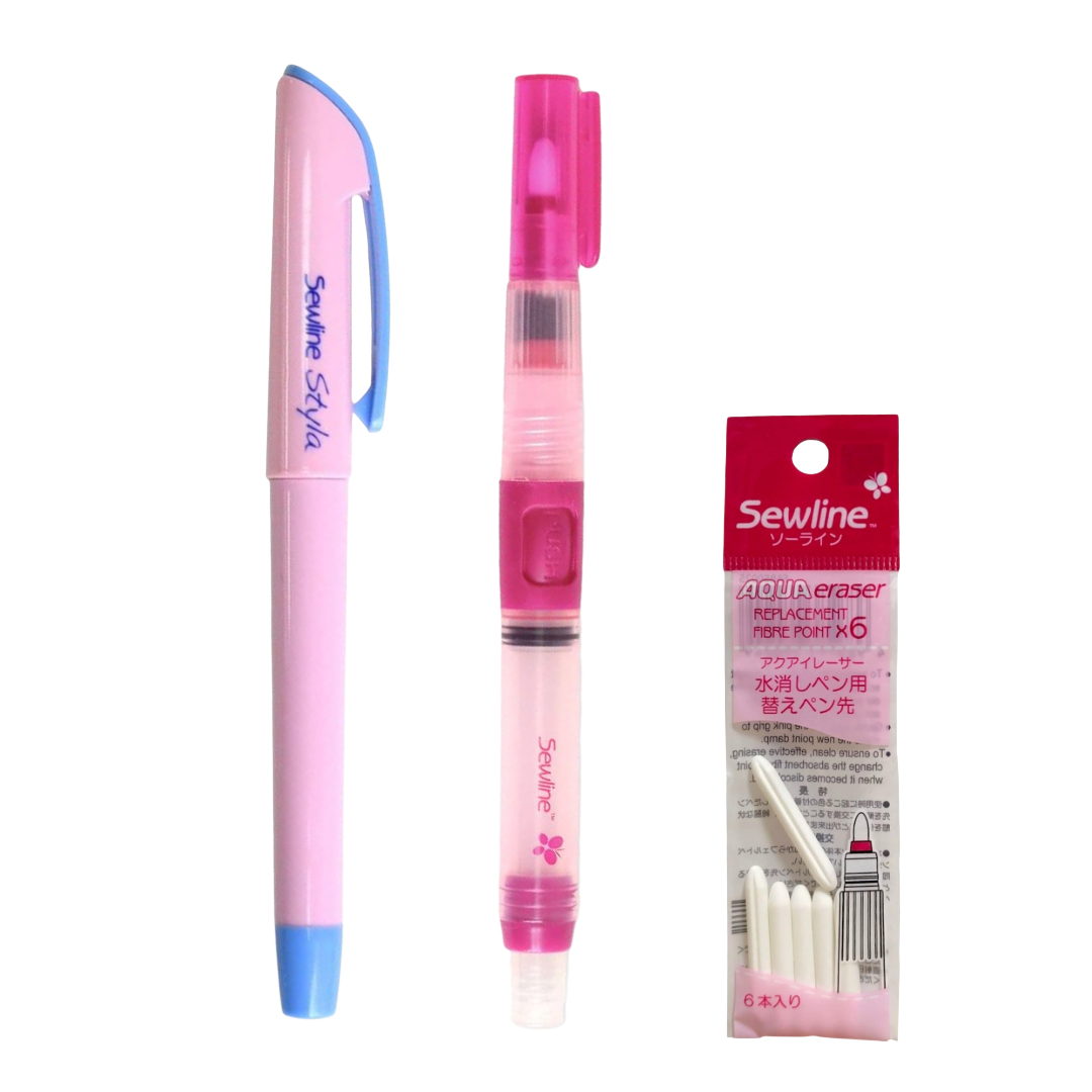 Sewline ソーライン 水消しツールセット 3点（水で消えるペン・水消しペン・替えニブ）