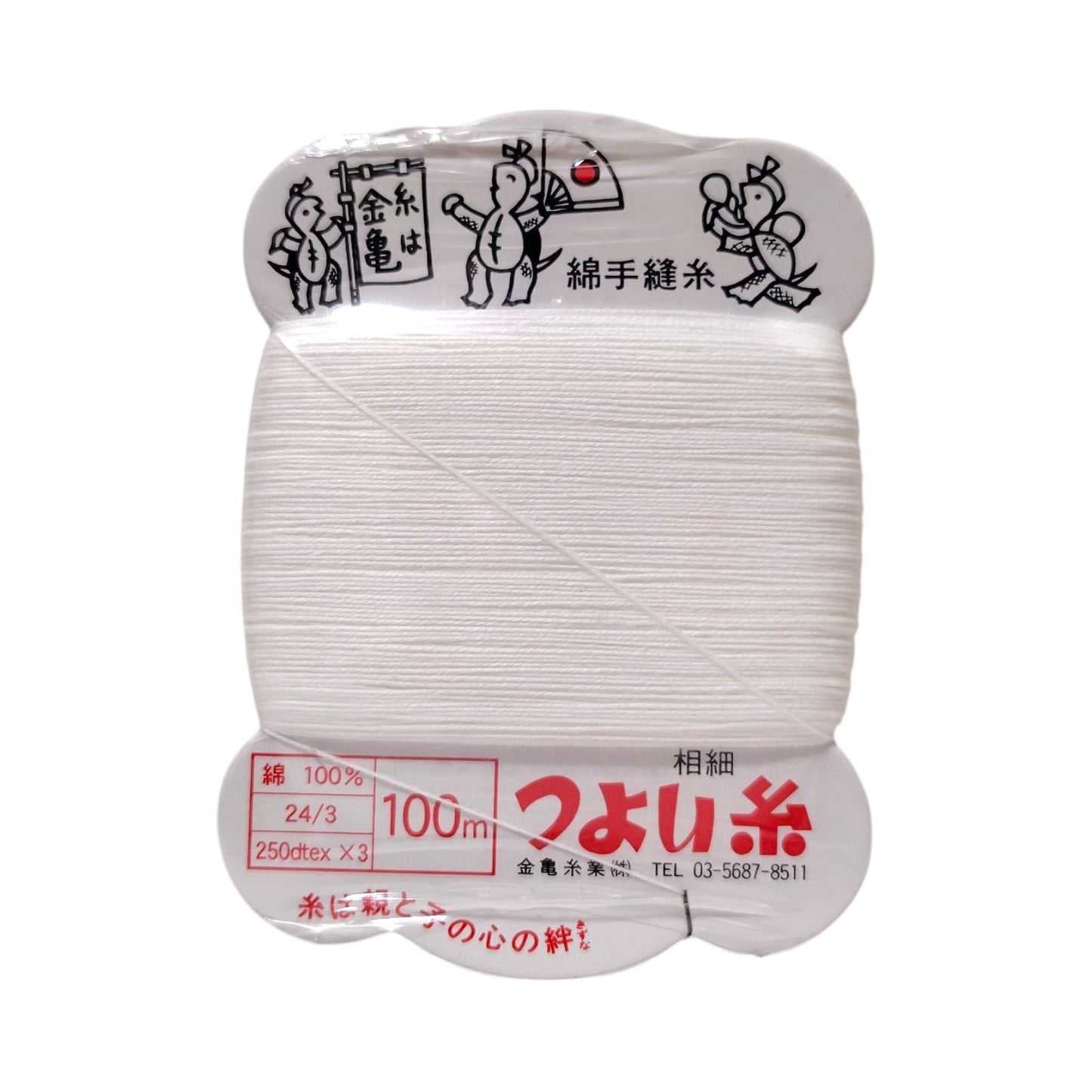金亀糸業 つよい糸 #24 綿100％ 100m カード巻 全30色 品番102005